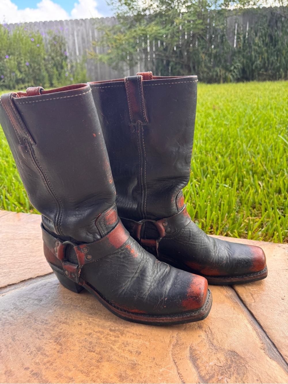Vintage Frye Harness Boots Women’s 10 M Dark Brown Leather Made in USA Engineer